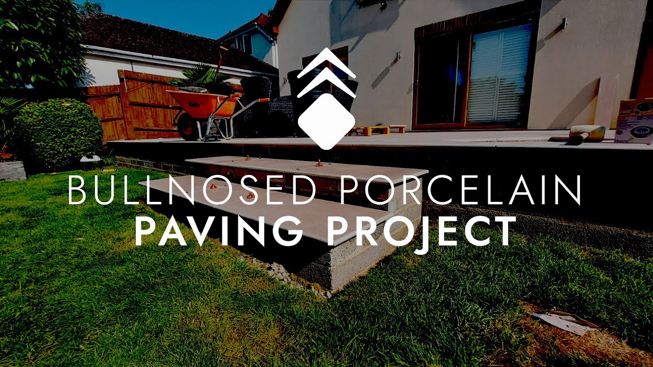 Bullnosed Porcelain Steps & Copings | 45 Degree Porcelain Paving Terrace Project in Hampshire