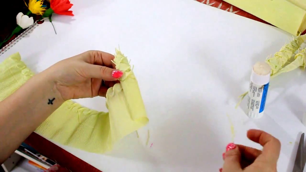 Kwiaty z bibuły #5 KŁOS ZBOŻA  |ear of corn with crepe paper|