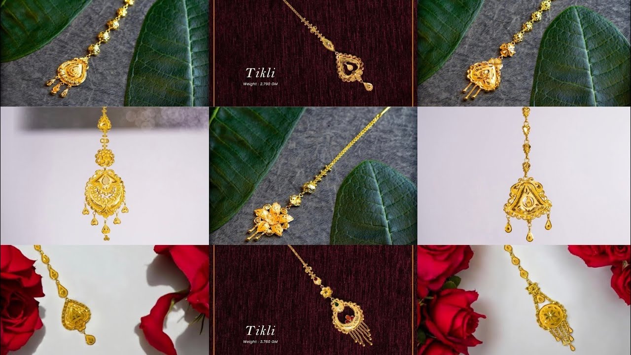 Light weight gold tikli designs/bridal maang tikka gold latest designs/22k gold new designs tikli