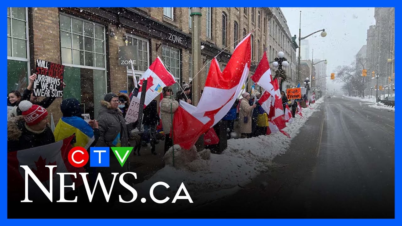 Canadians get &lsquo;elbows up&rsquo; outside U.S. embassy