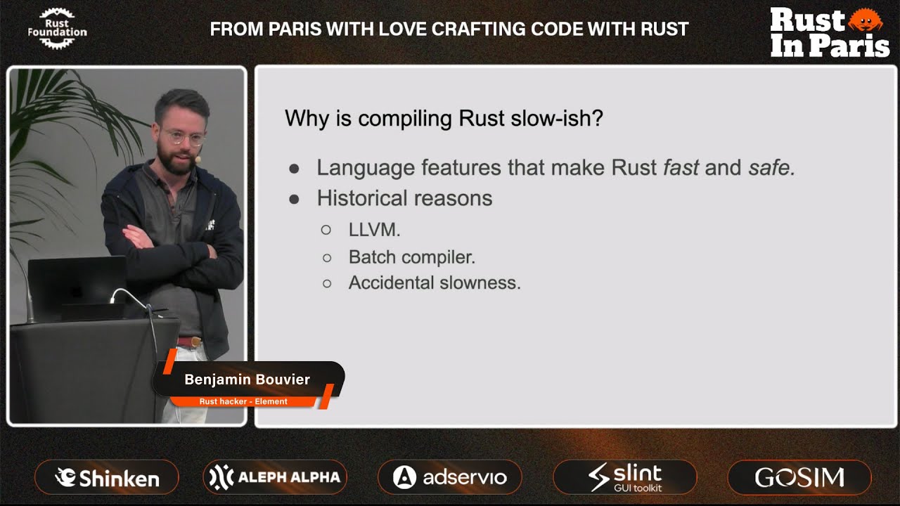 How To Compile Rust Code Faster: Compiler 101 &mdash; Benjamin Bouvier at Rust in Paris 2025 🦀 Conf