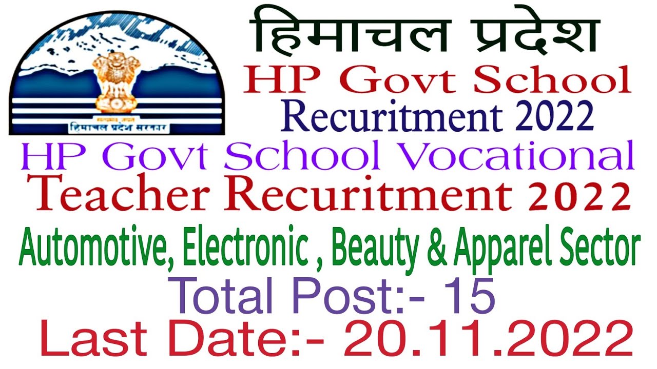 HP Govt School Vocational Trainer Electronic,Automotive,Beauty & Wellness & Apparel Recuritment 2022