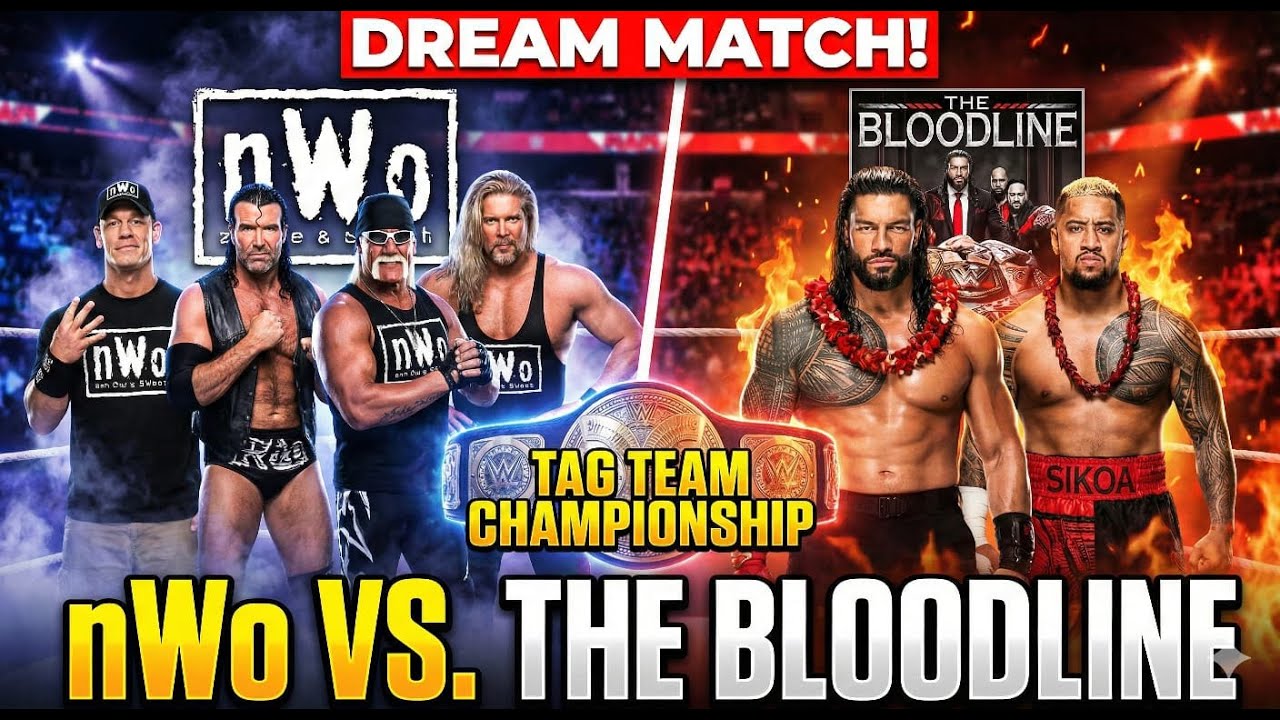 TAG TEAM CHAMPIONSHIP -THE BLOODLINE (ROMAN REGINS & SOLO SIKOA ) V/S NWO (JOHN CENA & SCOTT HALL)