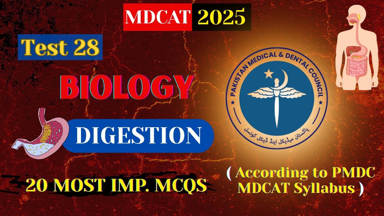 PMDC MDCAT 2025 Biology | Digestion - Test 28 | Must Practice MCQs!