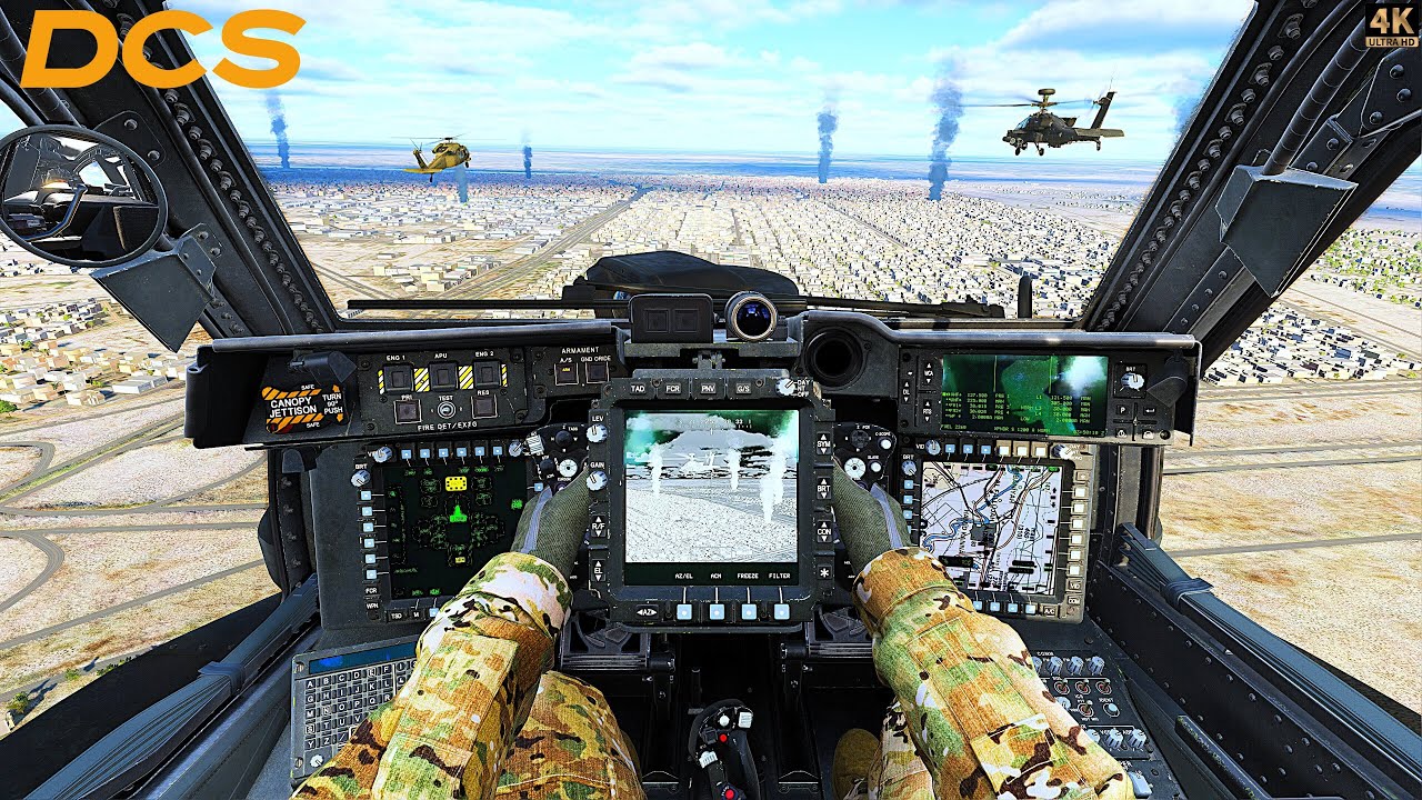 AH-64D Apache | Battle of Fallujah Close AIR Support | Clear Weather