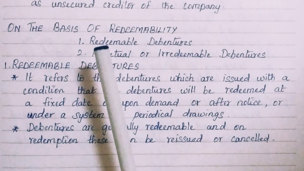 Kinds Of Debentures