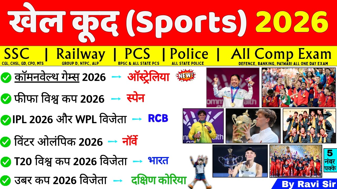 Sports Current Affairs 2026 | खेल करेंट अफेयर्स 2026 | Sports Awards Current Affairs 2026 | railway