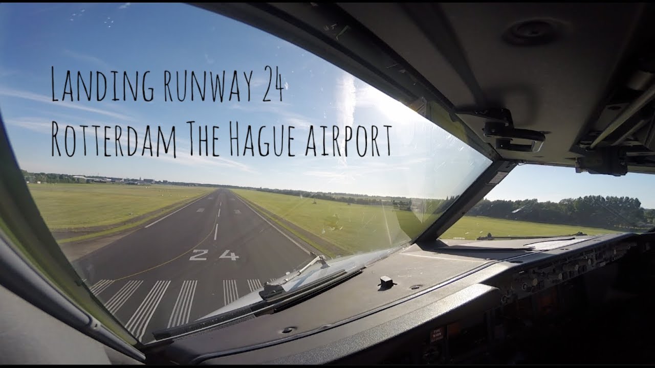 Approach and landing runway 24 Rotterdam The Hague airport (RTM EHRD)