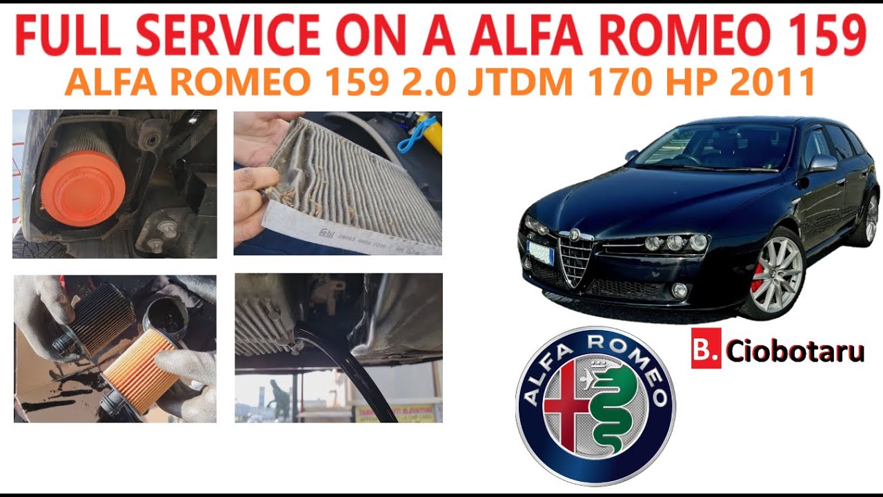 Full service on ALFA ROMEO 159 replacing pollen filter, air,fuel, oil filter