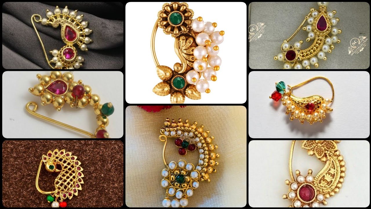 Latest gold maharashtrian nath designs//new gold nose pin design//bridal gold nathiya design