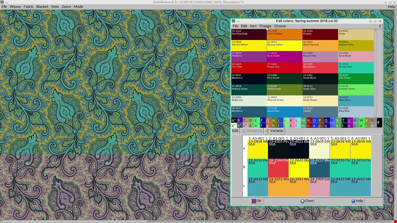 ArahWeave CAD: Fabric color variants