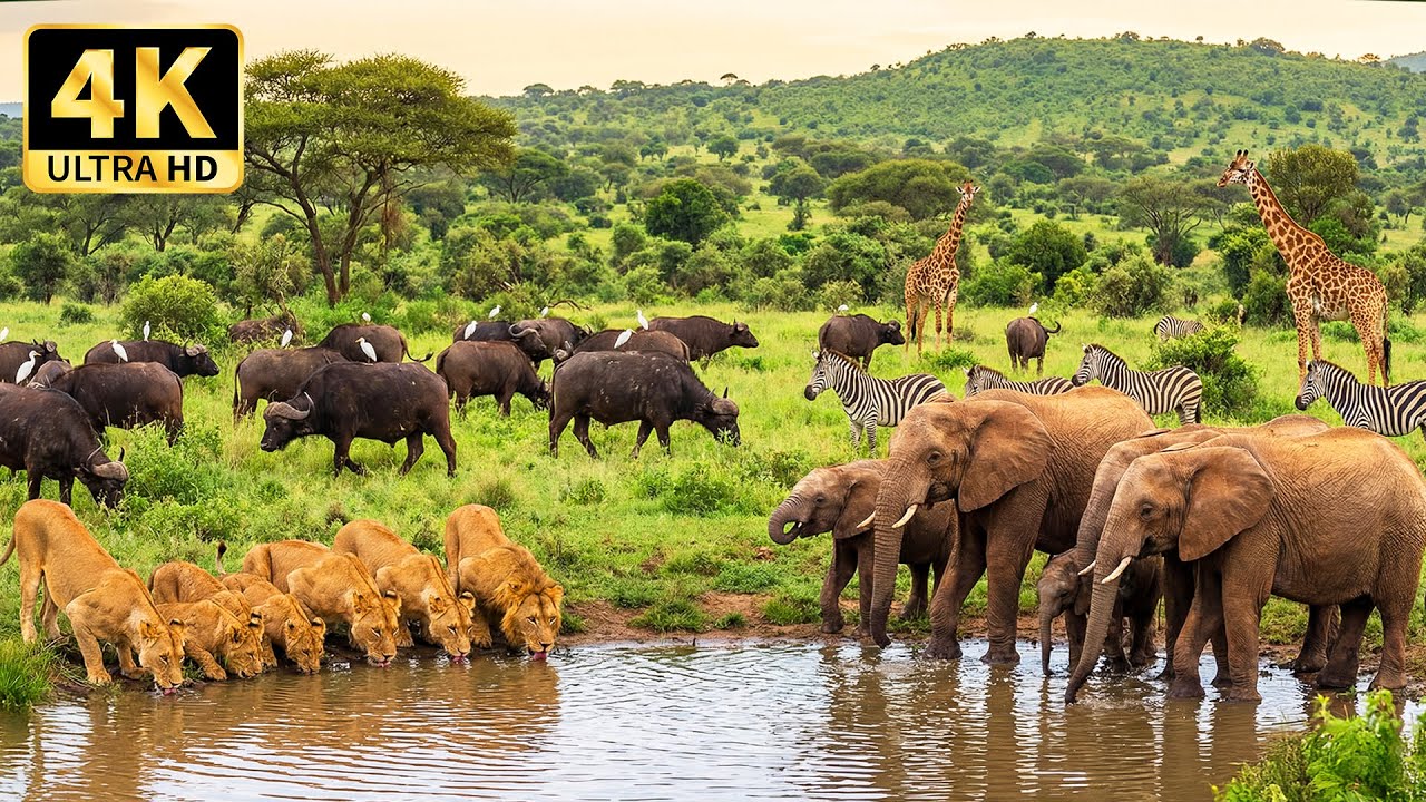 African Savanna in 4K | Wild Animal Encounters and Scenic Views with Relaxing Tunes