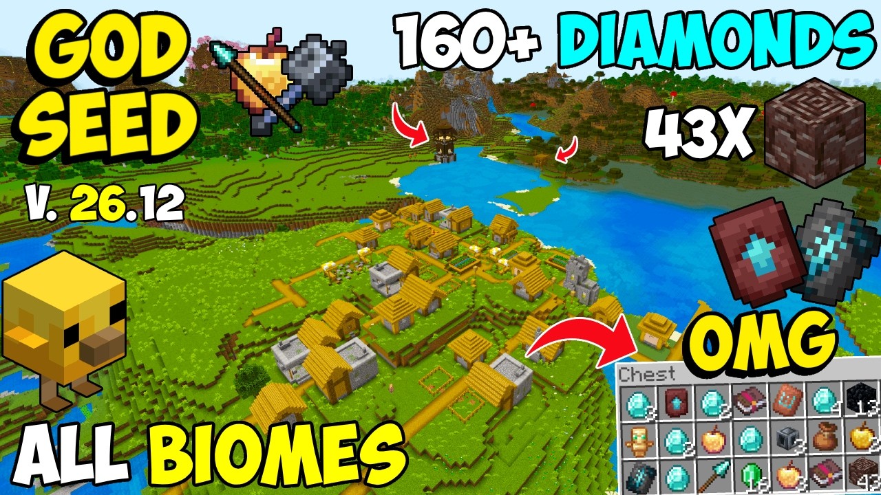 🔥Ultimate [God Seed] For Minecraft 26.12 Bedrock & PE | All Biomes Seed Bedrock 26.12
