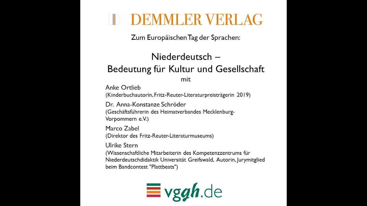 Niederdeutsch - Bedeutung für Kultur und Gesellschaft (Demmler Verlag)