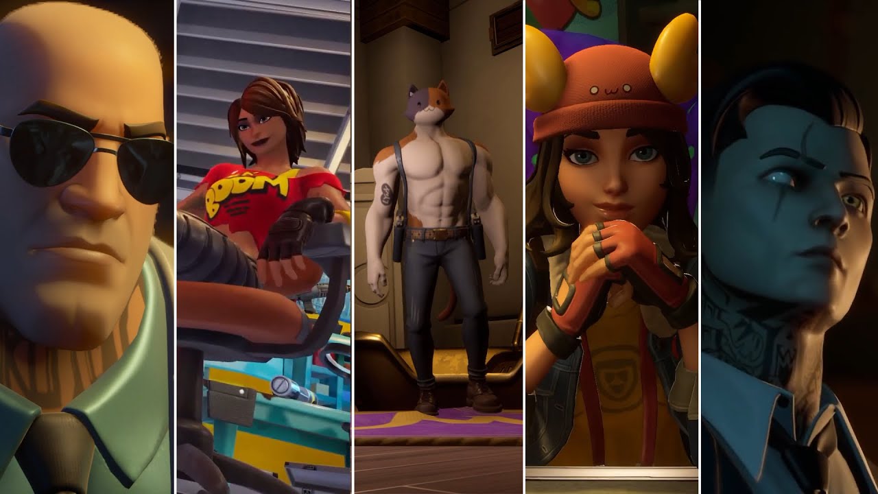 Fortnite - All Agent Intros (Brutus, TNTina, Meowscles, Skye, and Midas)