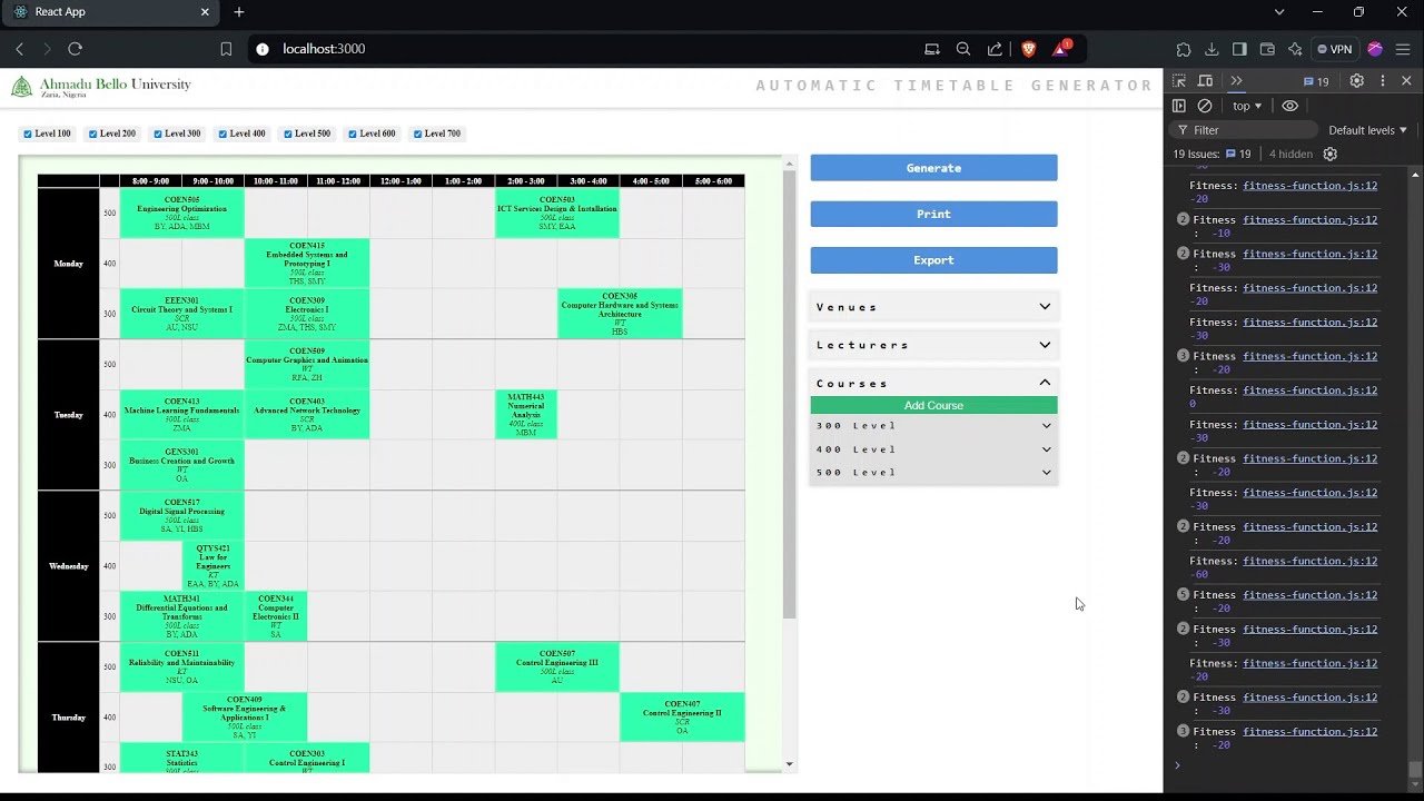 Automated University Timetable Generator | Complete Project Demo