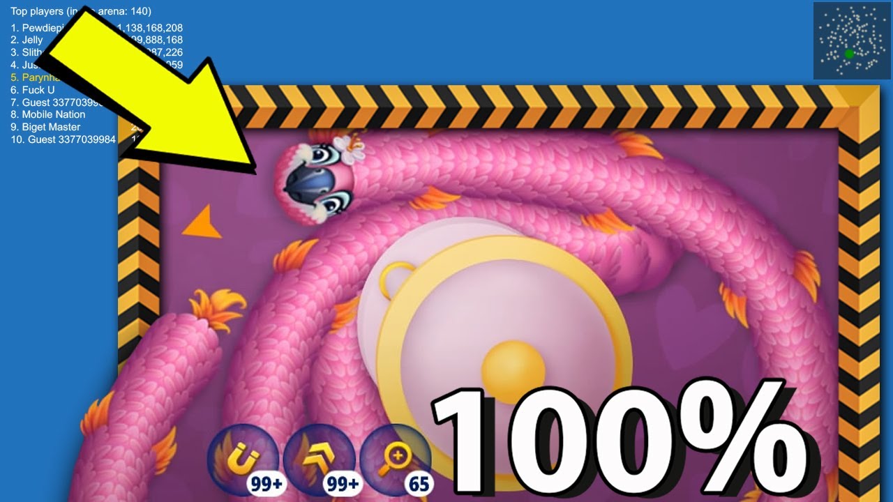 Worms Zone Map Control 100% (Lola Skin)