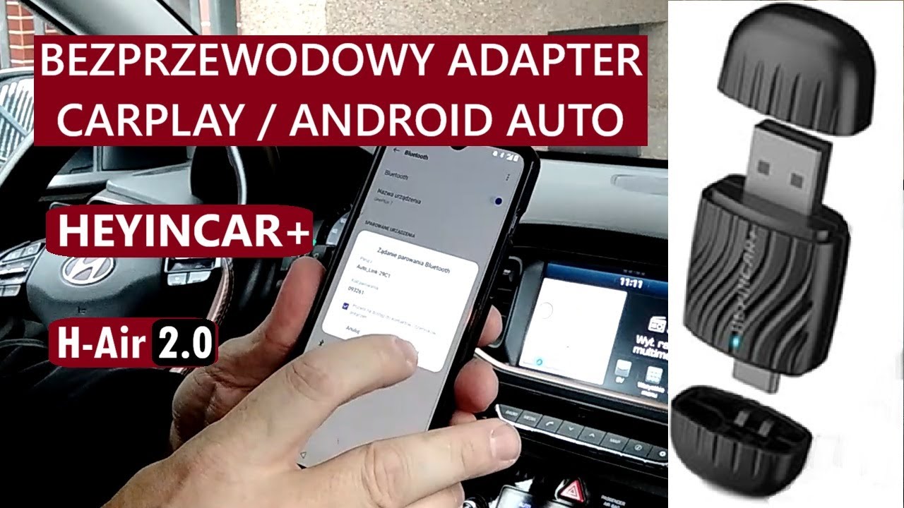 Miniaturowy bezprzewodowy adapter Carplay / Android Auto Heyincar H-Air 2.0