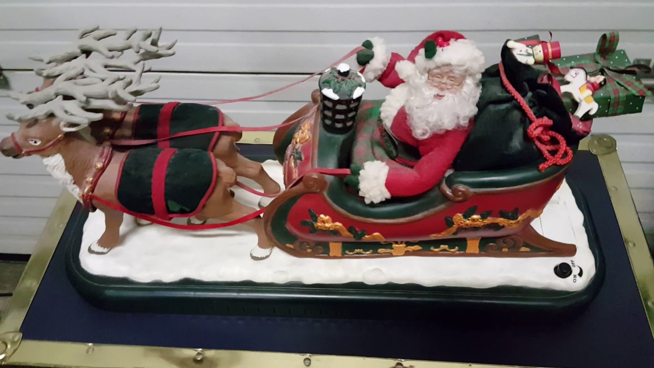 Animated Christmas MOTIONETTE Santa on sled, reindeer, elf