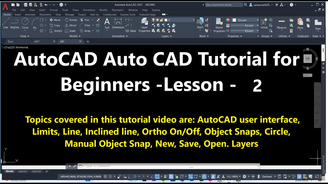 AutoCAD Tutorial for Beginners | Lesson - 2