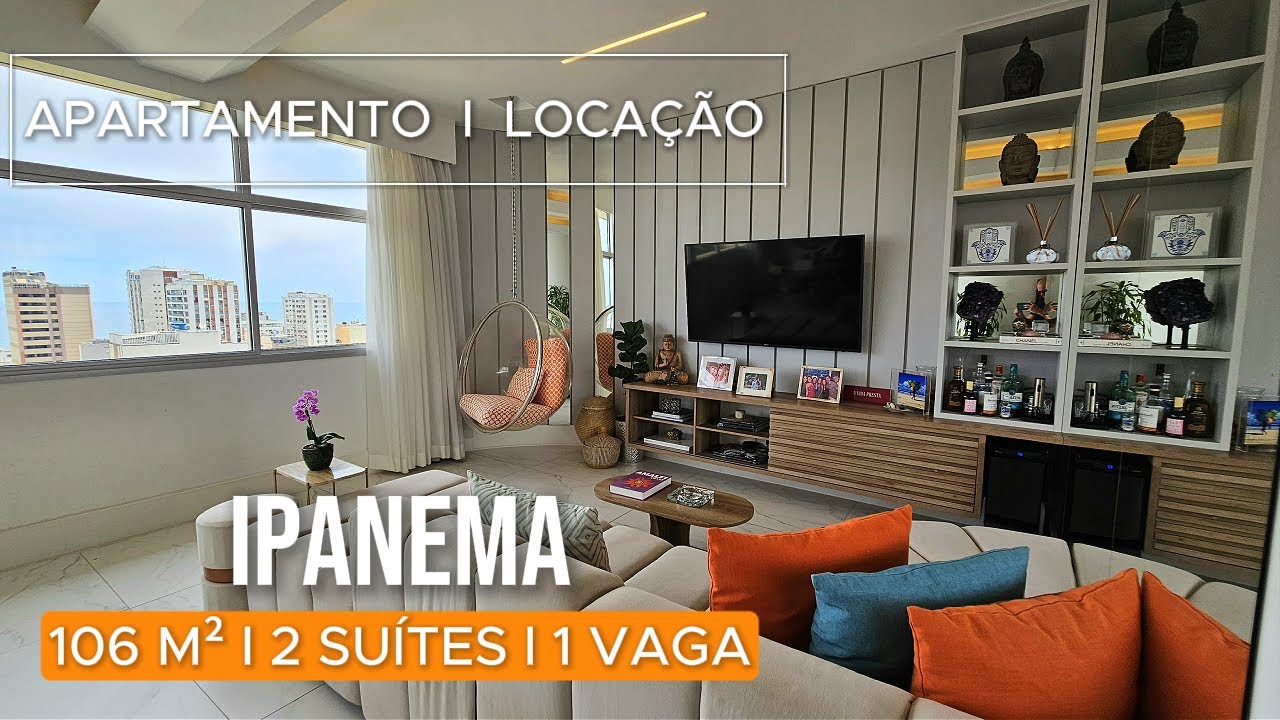 Locação - Andar alto em Ipanema, 2 suítes, vista mar e planta impecável
