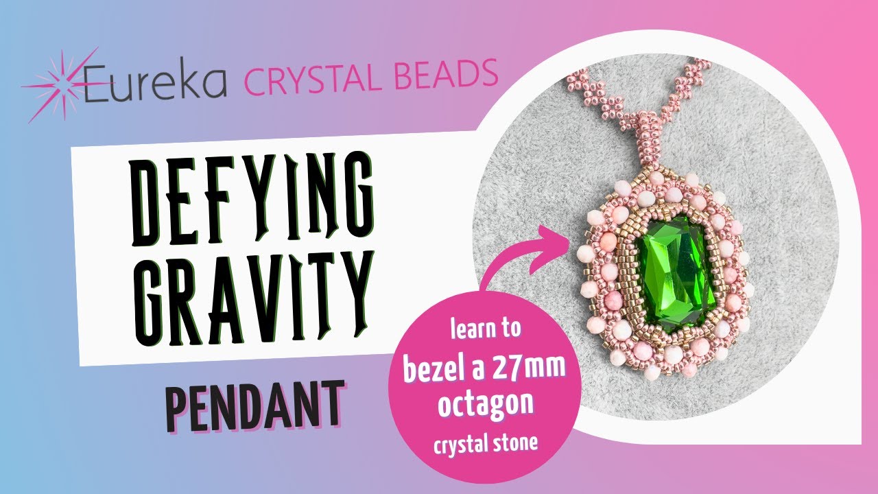 Defying Gravity Pendant 💚🩷 How to Bezel a Large 27mm Octagon Crystal Stone | Free Beading Tutorial