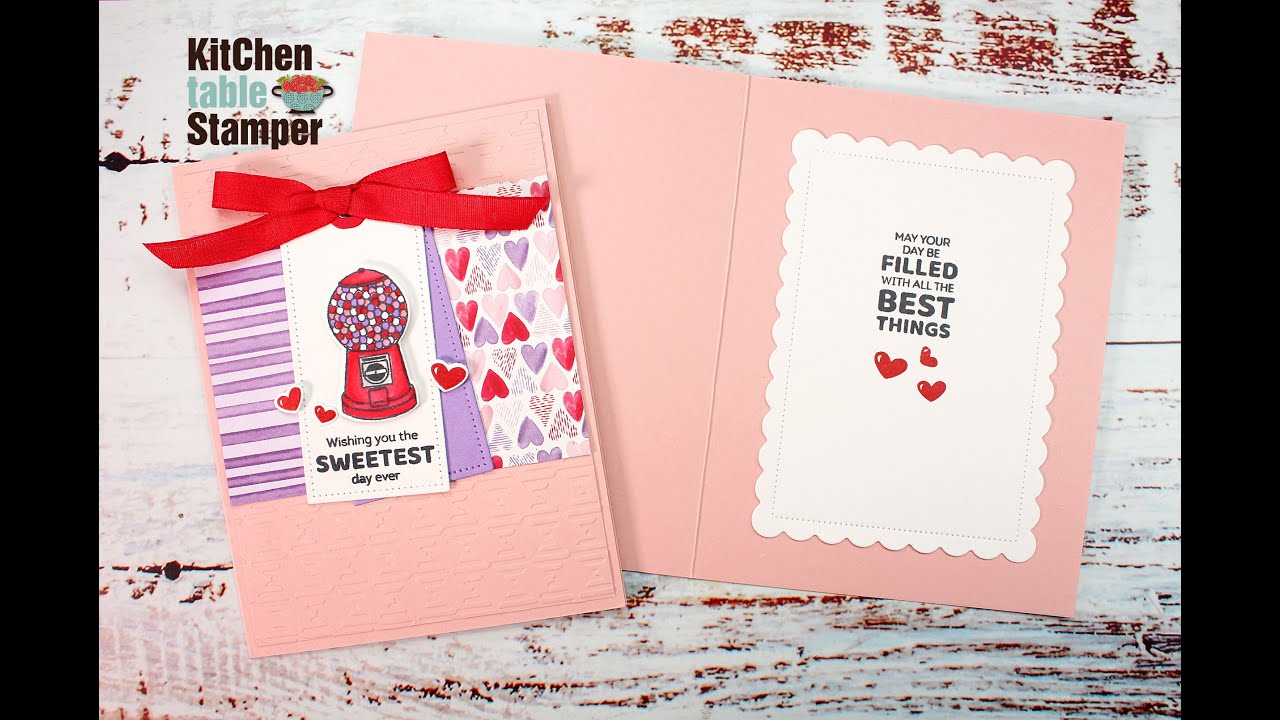 Stampin' Up! Gumball Greetings Valentine Card with Kitchen Table Stamper#diy #howto