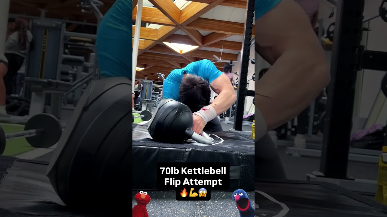 70lb kettlebell flip first attempt #kettlebellworkout #kettlebelltraining #kettlebellfitness #ggg