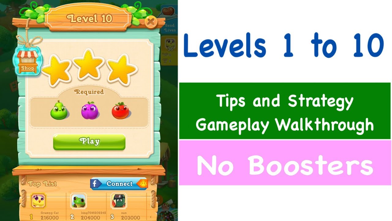 Farm Heroes Super Saga Levels 1 - 10 Gameplay Walkthrough