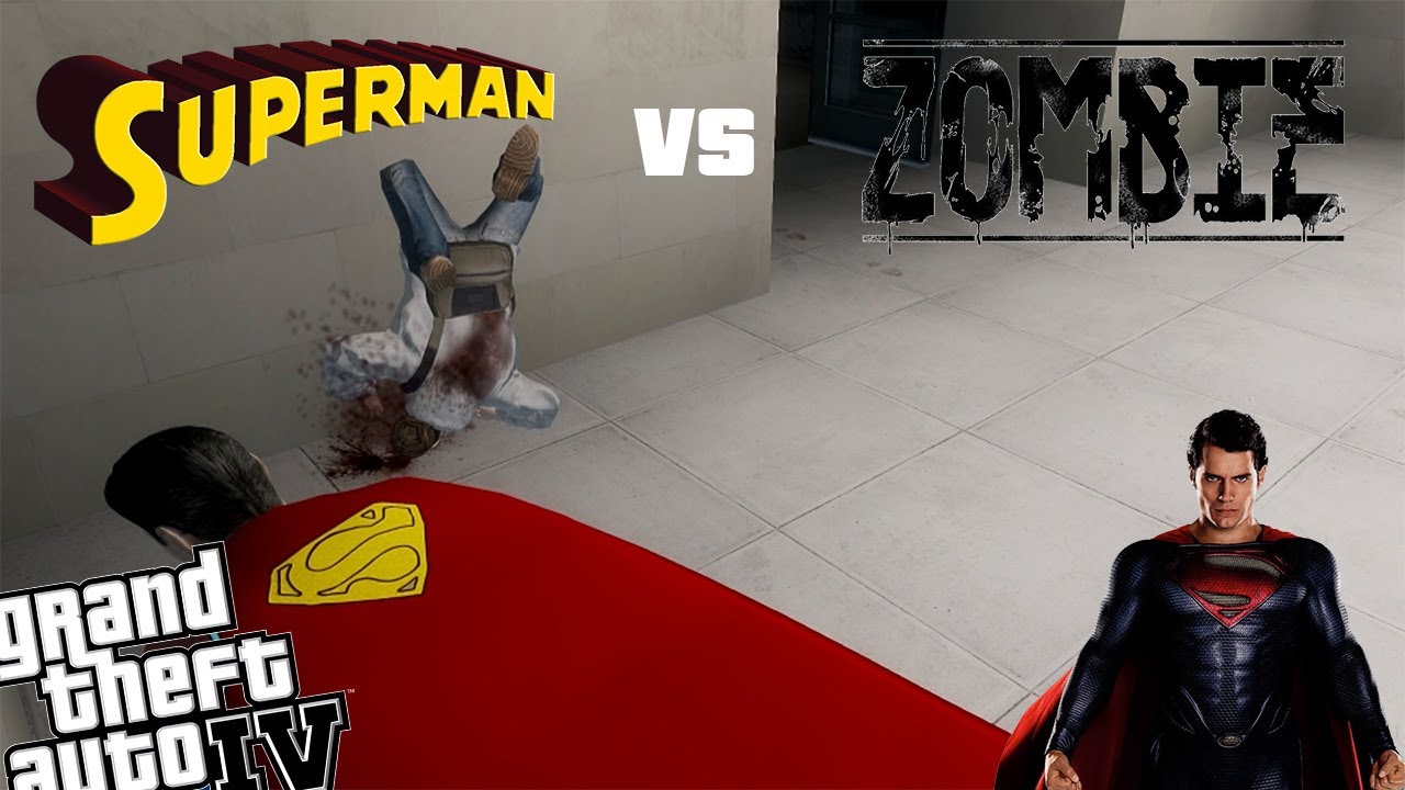 GTA IV Superman Mod + Zombie Apocalypse - Superman Fighting Zombies Horde