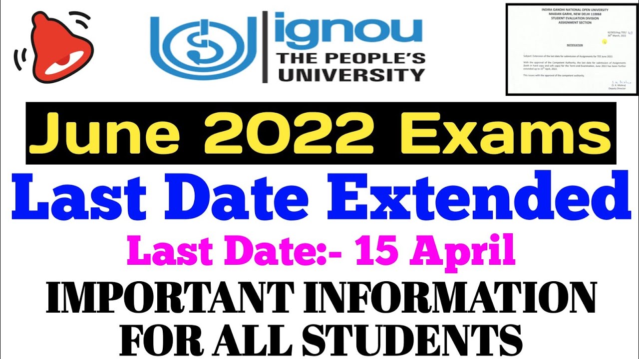 {Breaking News} ignou Assignment Submission Last Date Extended Official Notification By TIPS GURU