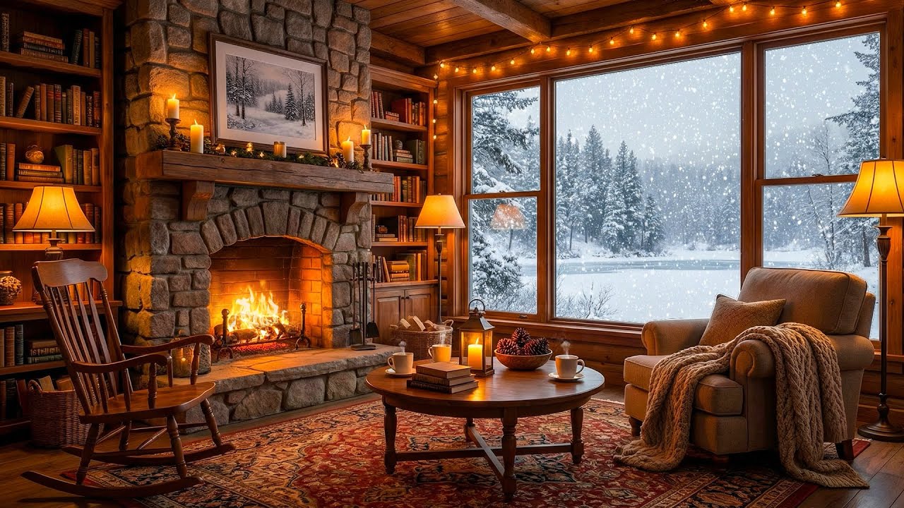 Relaxing Winter Cafe Ambience ❄️☕ Smooth Jazz Music with Cozy Fireplace Atmosphere for Deep Focus