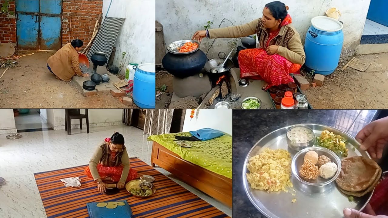 आंधी🌚 रात से शुरू हो गई साल के 💁पहले त्यौहार की तैयारी village festival special thali 