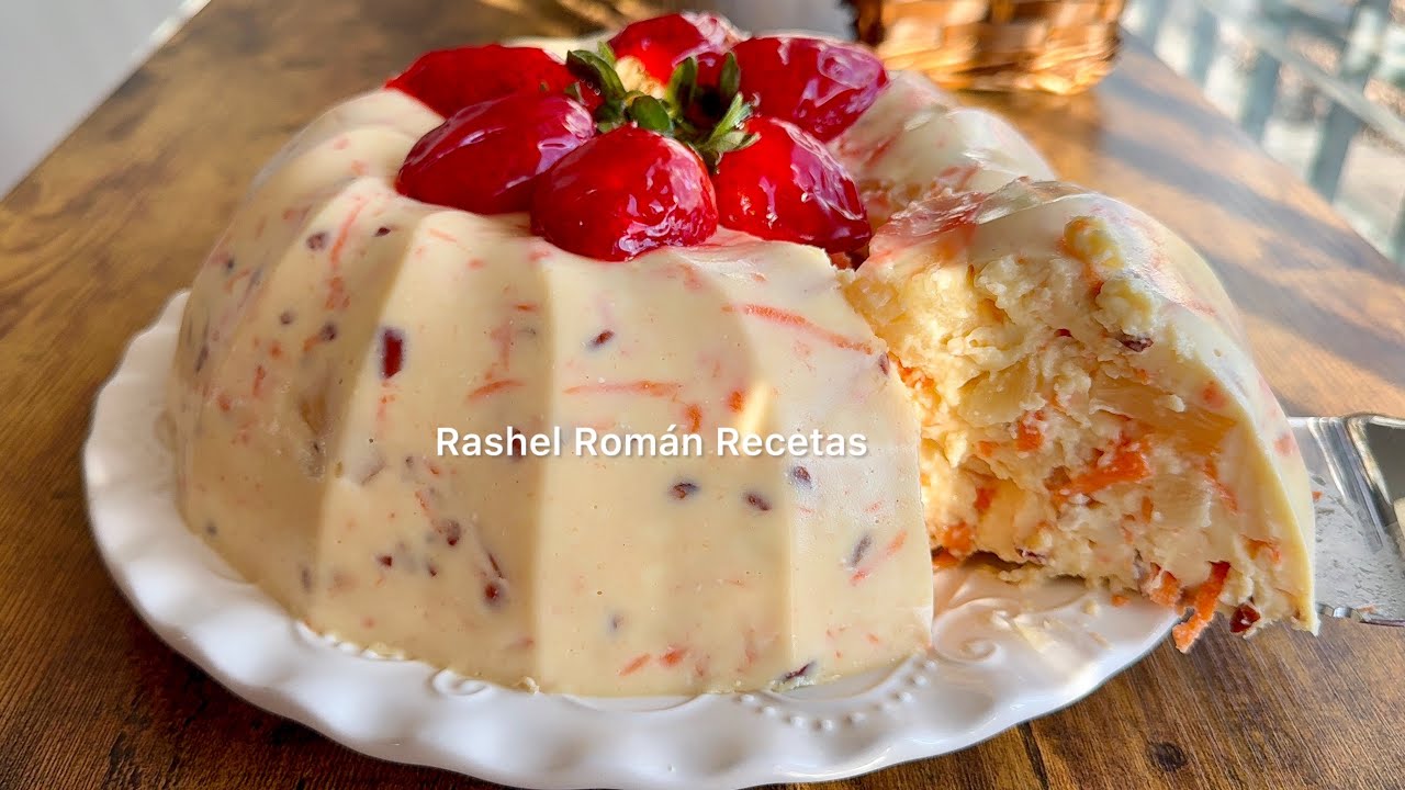 Postre con crema zanahoria y piña 🍍 sobremesa  fácil 😋