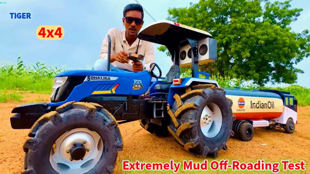 Extreme mud offroading by Rc Sonalika Tiger Di-75 4x4 tractor