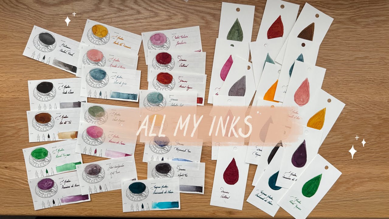 swatching my entire ink collection ✿ wearingeul, takasago ✿ pilot, sailor, jacques herbin, diamine
