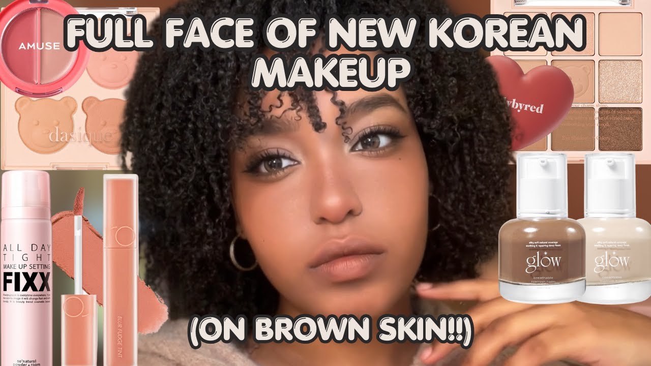 FULL FACE OF NEW KOREAN MAKEUP (ON BROWN SKIN!!)