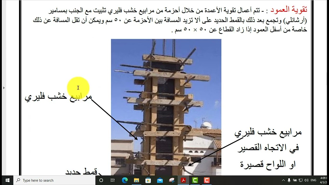 شرح الشدة الخشبية للاعمدة