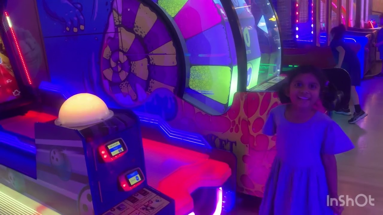 My sister playing Lane master bowling @Timezone