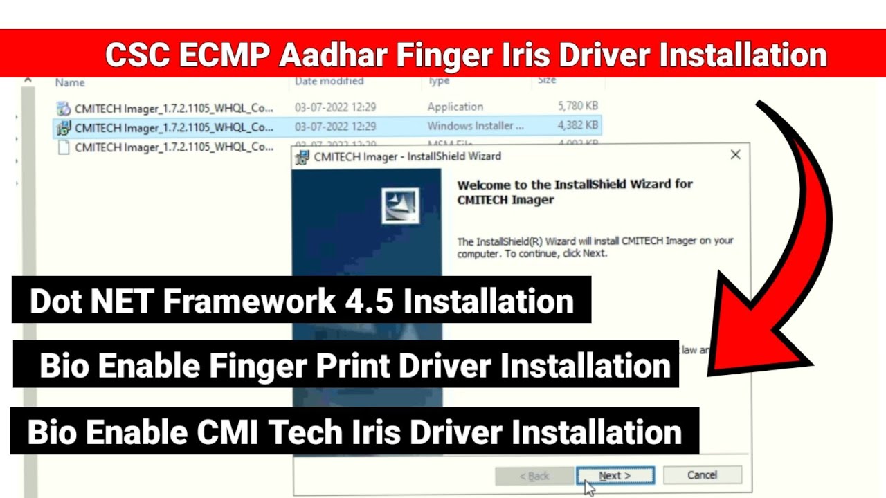 CSC ECMP Bio Enable CMI Tech Driver Installation | CSC Aadhaar CMI Tech Iris Finger Driver