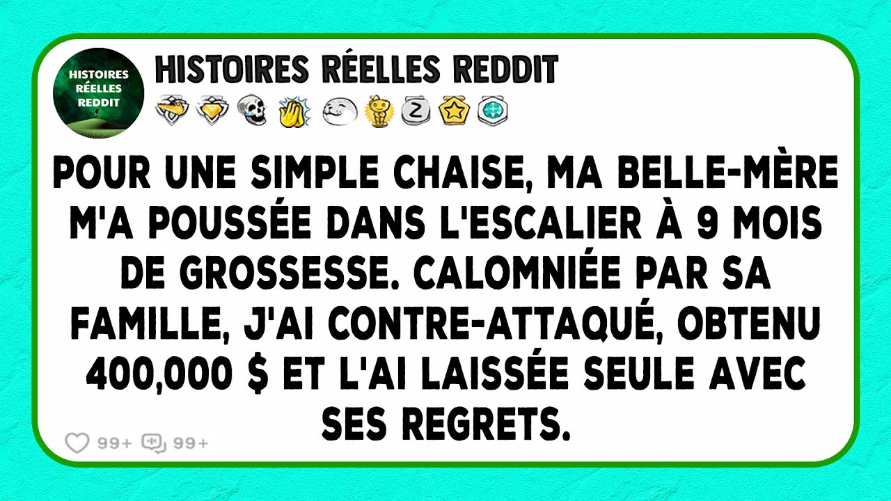 Pour une simple chaise, ma belle-mère m'a poussée dans l'escalier à 9 mois de grossesse.