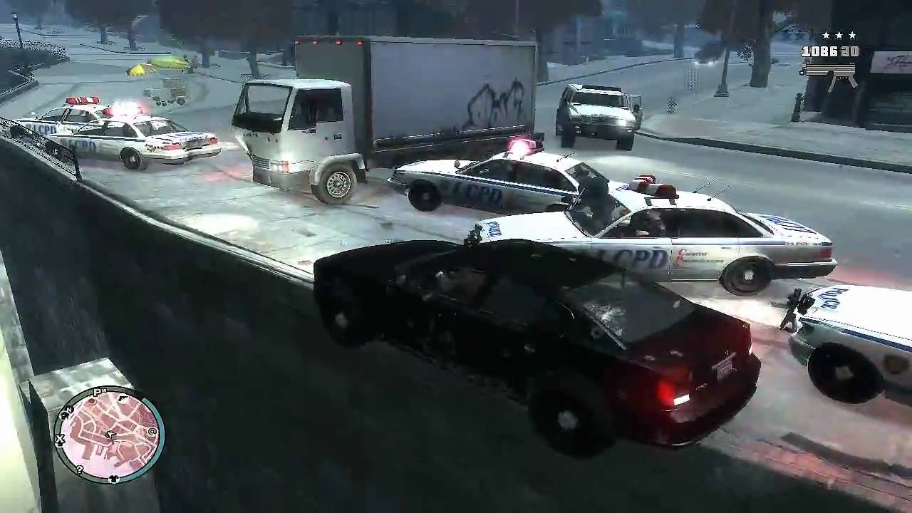 HD 720p | GTA IV | PC | Stupid Cops Falling From Ledge