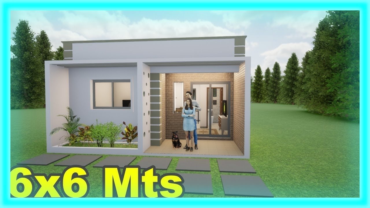 Planta de Casa Pequena Kitnet 6x6 com 1 Quarto Varanda