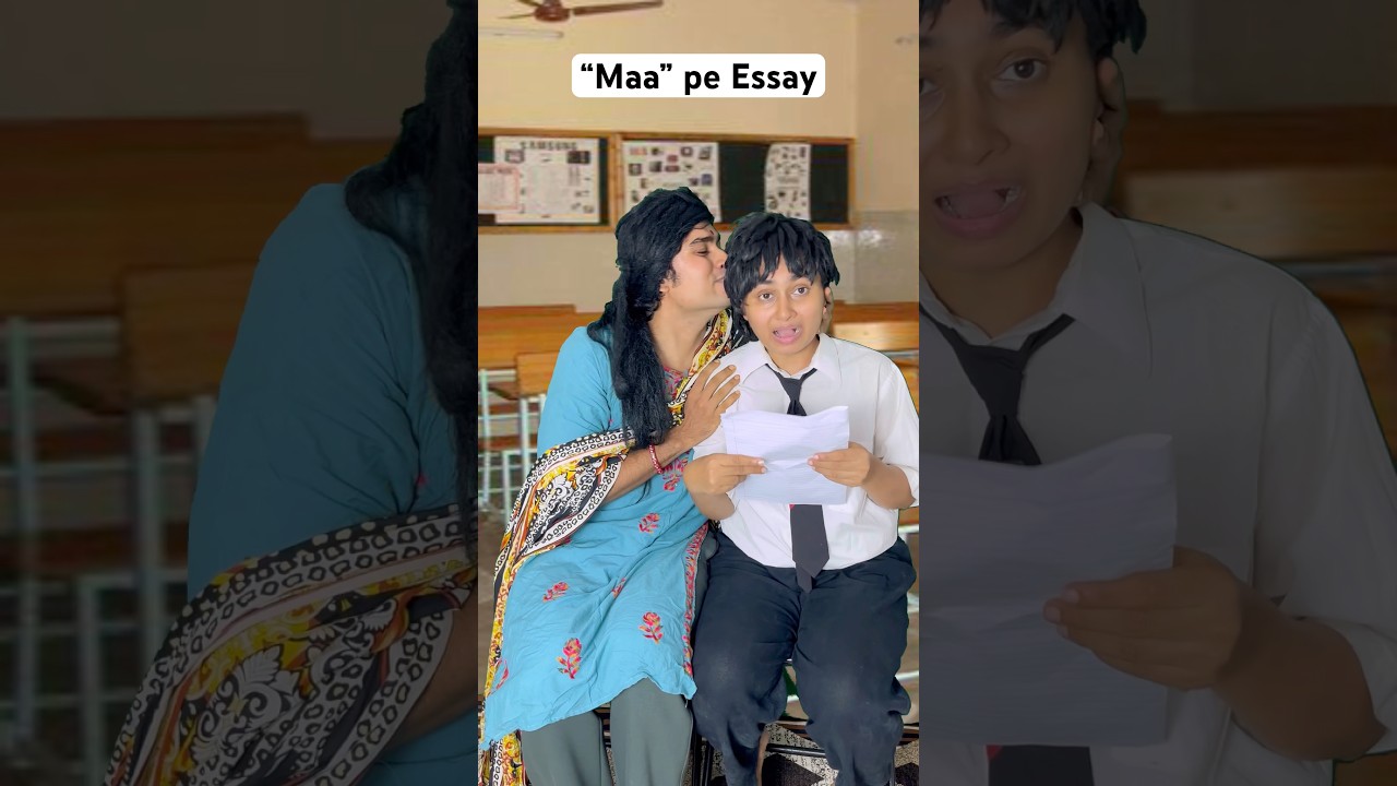 “Maa” pe Essay📝#funnyshorts #comedy #relatable #childhood #school #student #explore #trending #mom
