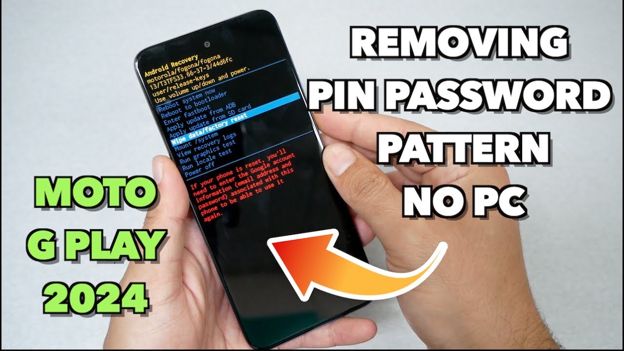 Moto G Play 2024 Hard Reset Removing PIN, Password, pattern No PC