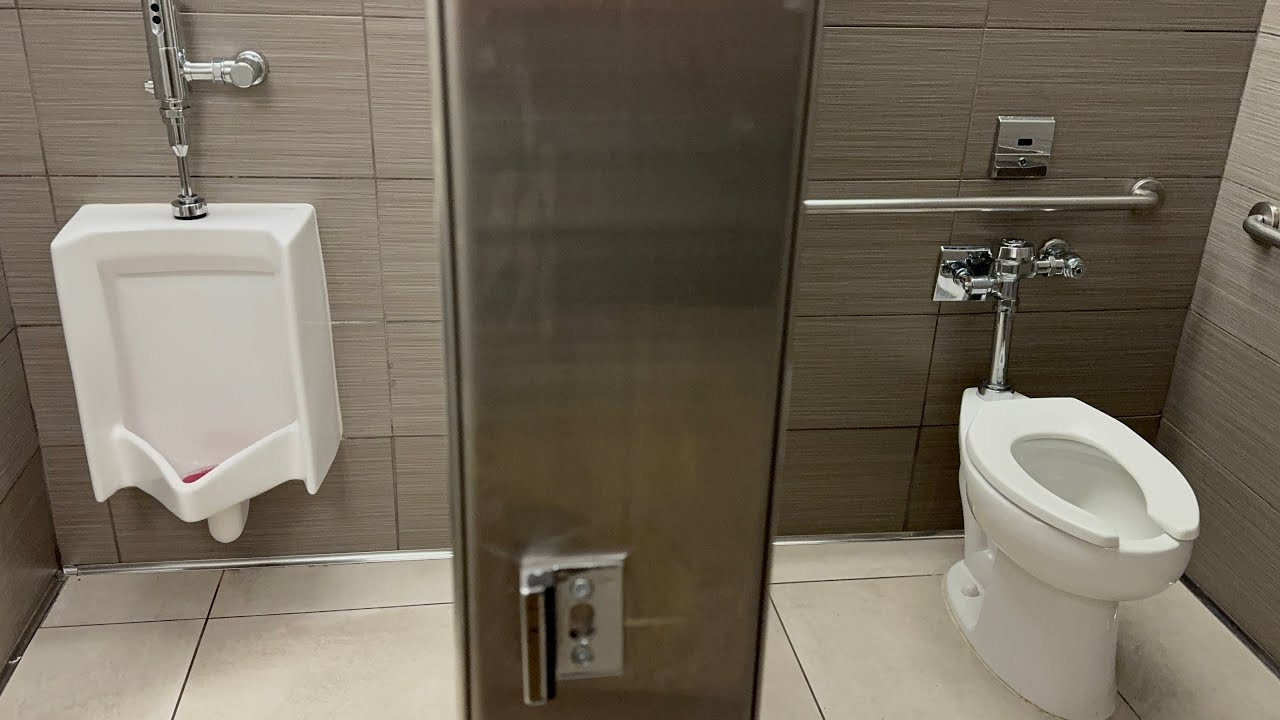 Men&rsquo;s Toto UT447 Urinal & Kohler Highcliff Ultra Toilet Flush | Westin Bonaventure Hotel Los Angeles