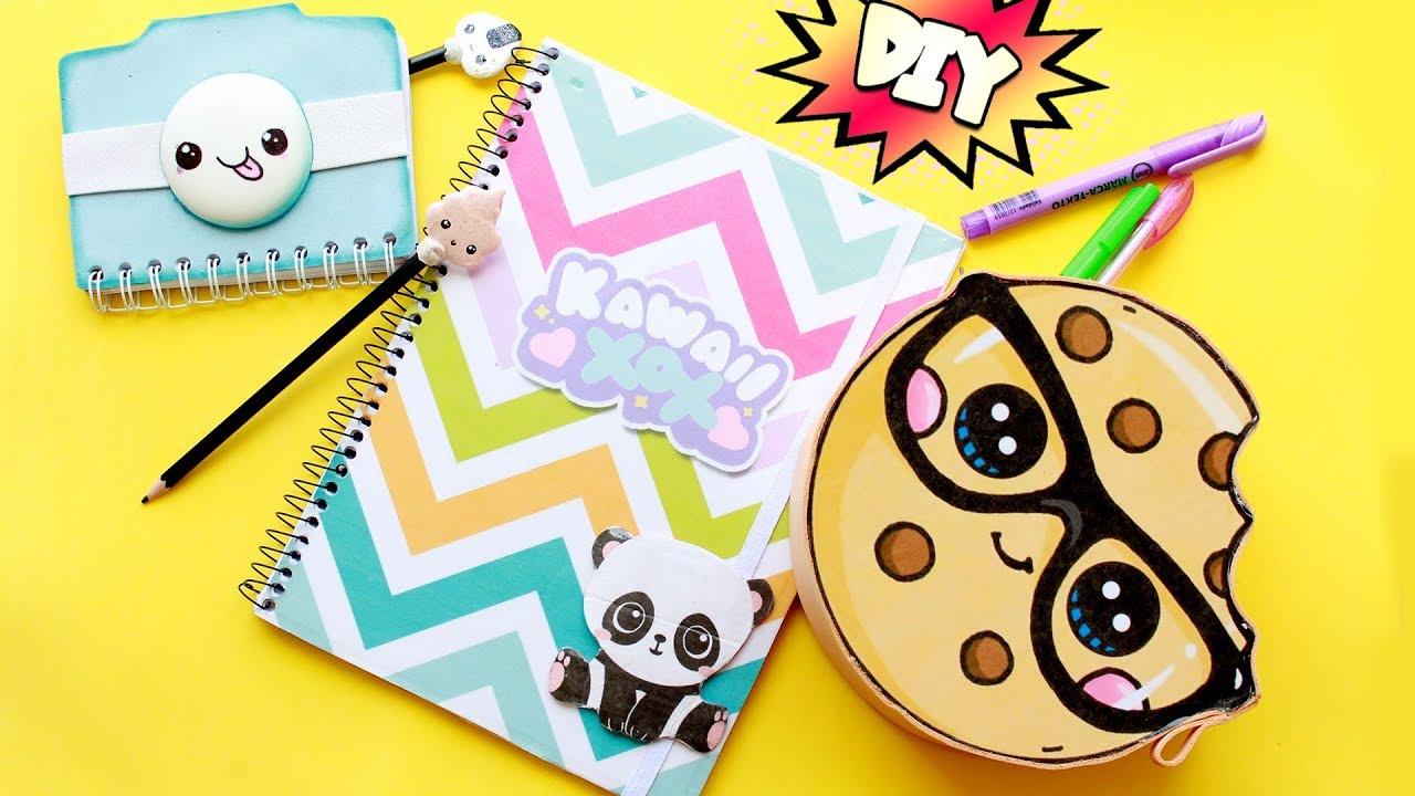 DIY KAWAII reciclado 😊 Material escolar 4 ideias
