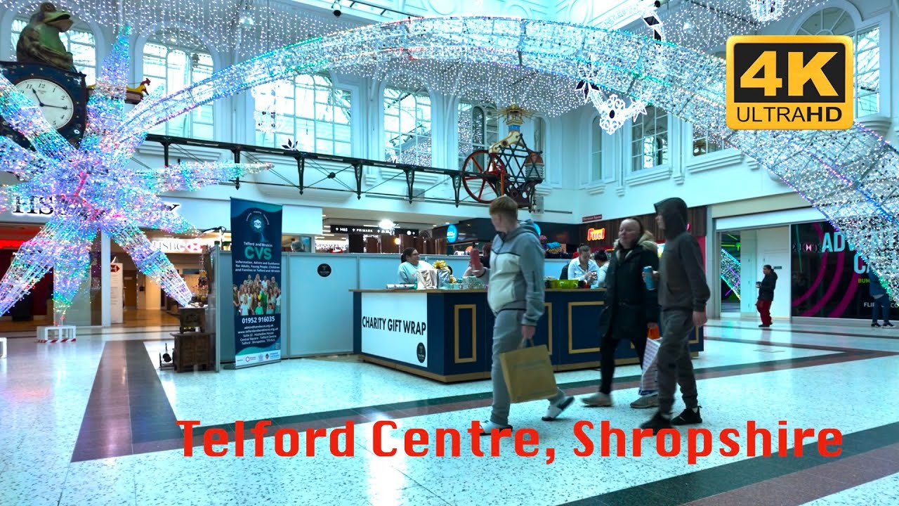 Christmas Shopping Telford Centre, Shropshire, West Midlands in 4K