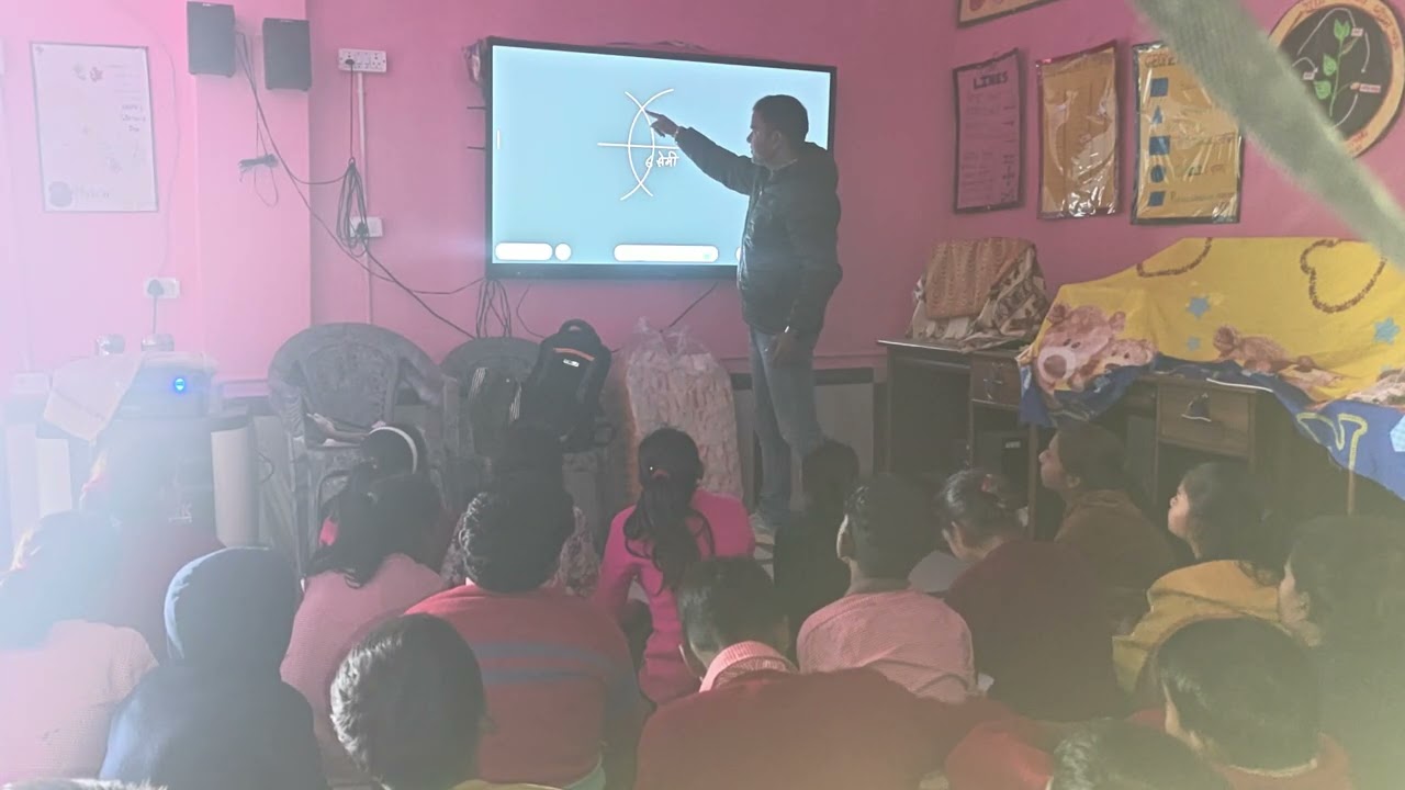 पटरी परकार की सहायता से रेखाखंड के दो बराबर भाग करना। #geometry #ict #basic education 