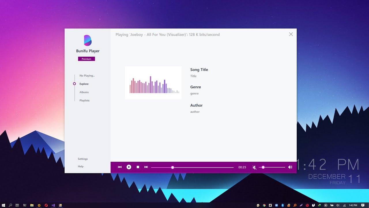 C# Modern Media Player - Bunifu Framework